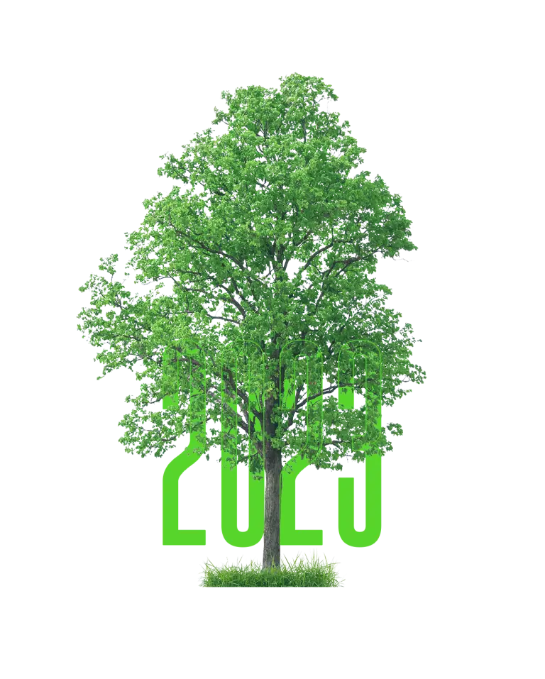 immagine in png di un albero con sullo sfondo l'anno 2023