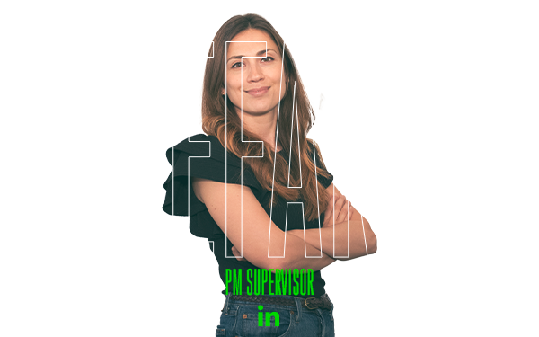 Stefania: Supervisore PM, logo LinkedIn accanto a lei.