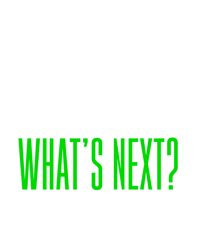 COSA C'È DOPO?" in verde acceso su sfondo bianco.