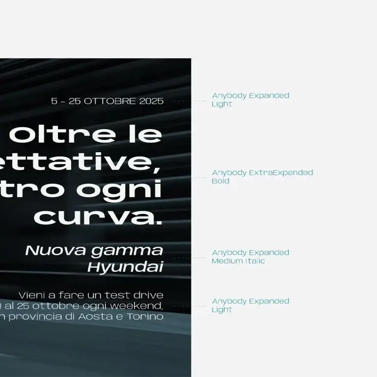 Poster test drive Hyundai creato come esempio della nuova identità del brand