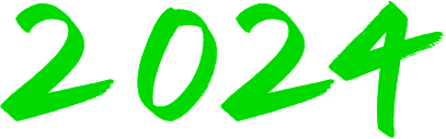 Scrittura in grassetto di colore verde brillante 2024 su sfondo chiaro.