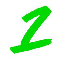 Una “Z” verde a pennellata su sfondo grigio chiaro, in stile moderno e audace.