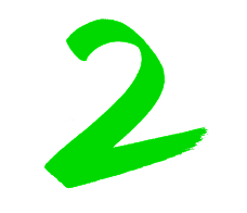 Un grande numero 2 verde scritto a mano su sfondo bianco.