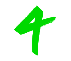 Il numero 4 di colore verde brillante su sfondo bianco.
